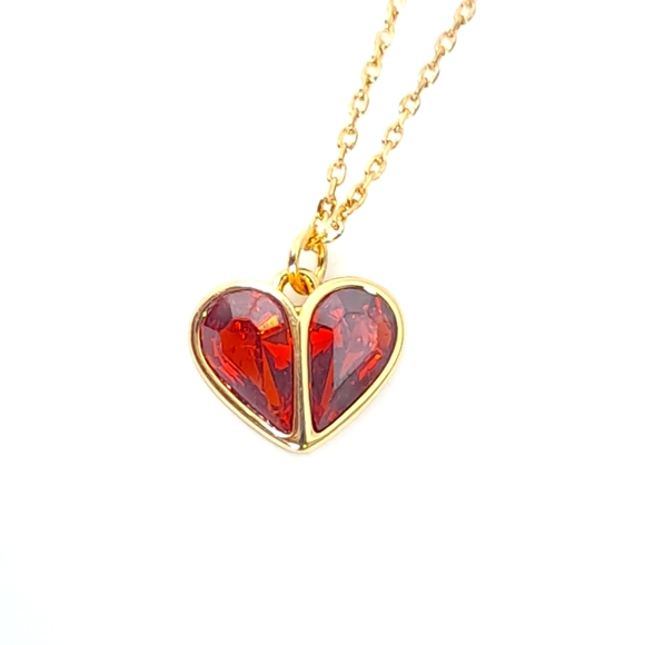 kate spade Jewelry - Kate Spade Ruby Heart Gold Necklace Rock Solid NWT